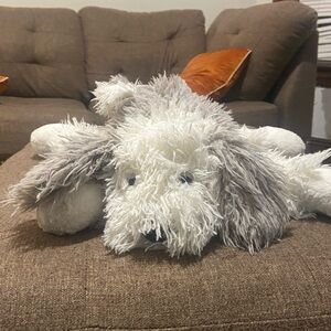 Jellycat Shaggy Dog Accent Pillow in Cream and Gray